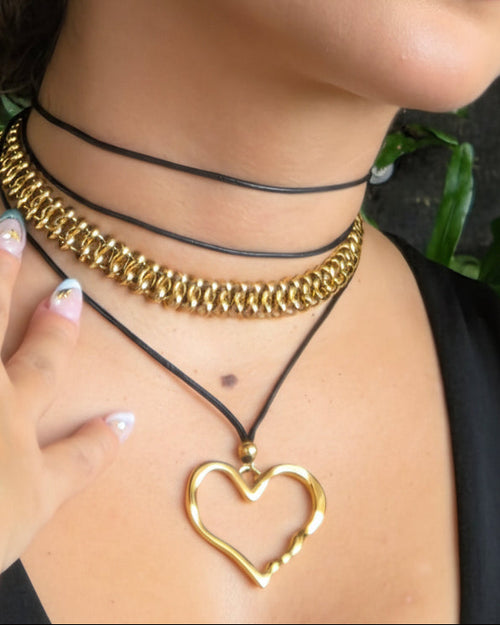 Adjustable Chain Choker Necklace For Women 18K Gold Plated Stainless Steel Hypoallergenic Chunky Jewelry